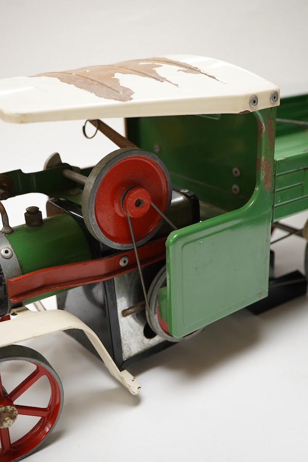 A Mamod Steam Wagon, live steam single cylinder pellet fuelled